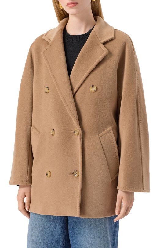 Полупальто из шерсти и кашемира Max Mara REBUS Бежевый  REBUS Фото 3