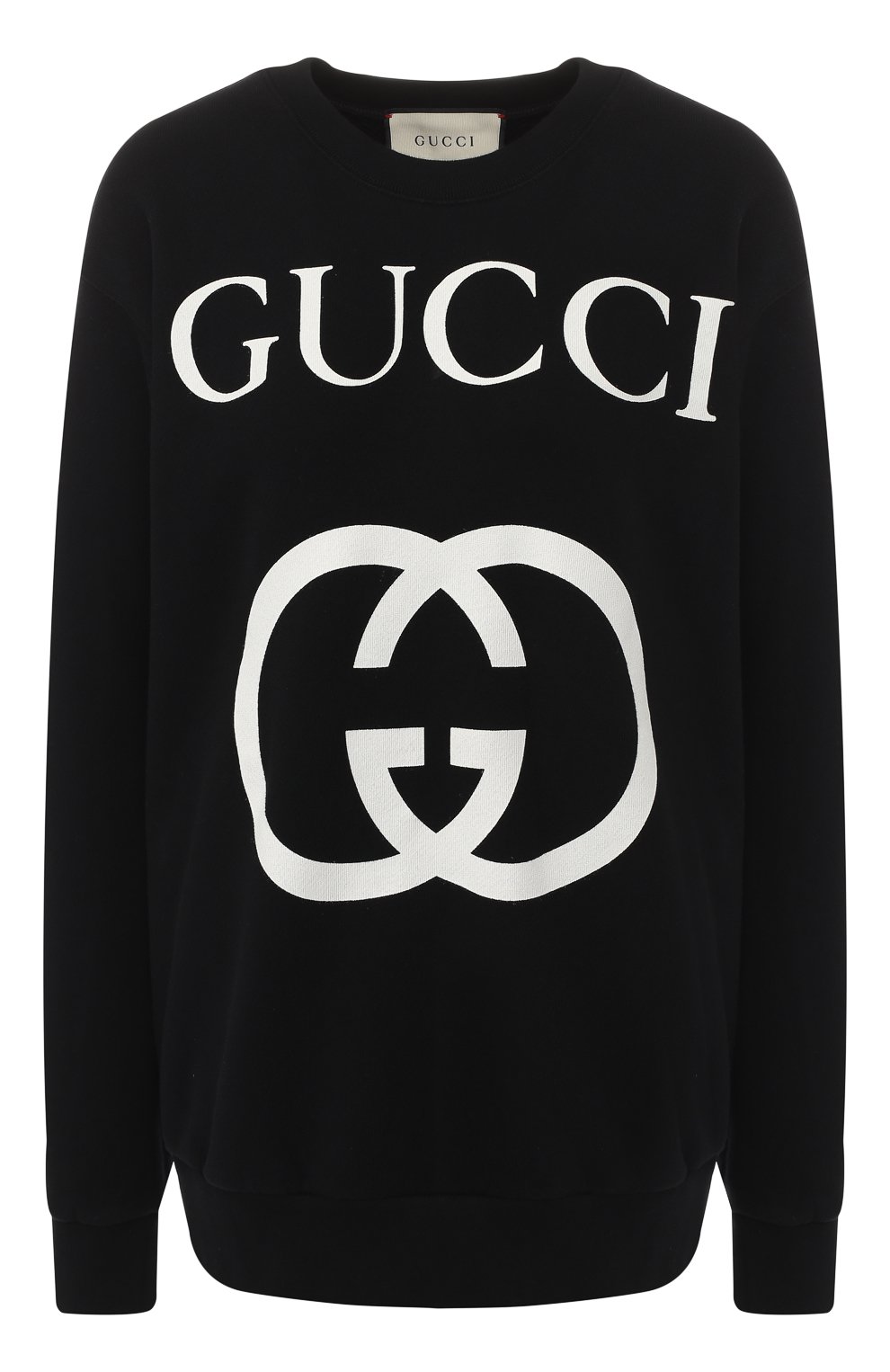Хлопковый пуловер с логотипом бренда GUCCI черного цвета по цене 113760 руб., арт. 469250/X3Q25, фото 1 Хлопковый пуловер с логотипом бренда GUCCI, арт. 469250/X3Q25, фото 1