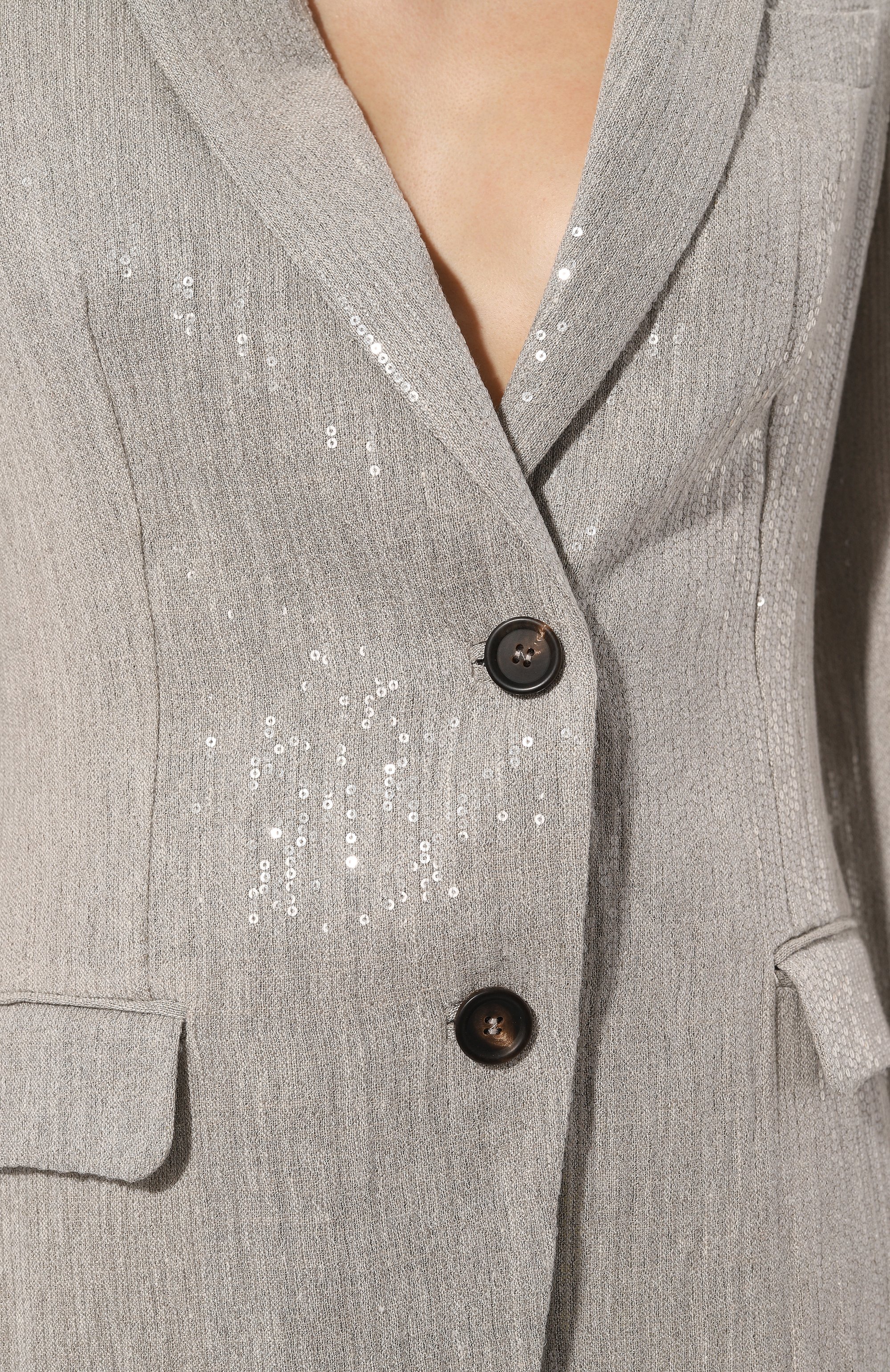 Льняной жакет с отделкой пайетками BRUNELLO CUCINELLI, арт. MH5702187, фото 5