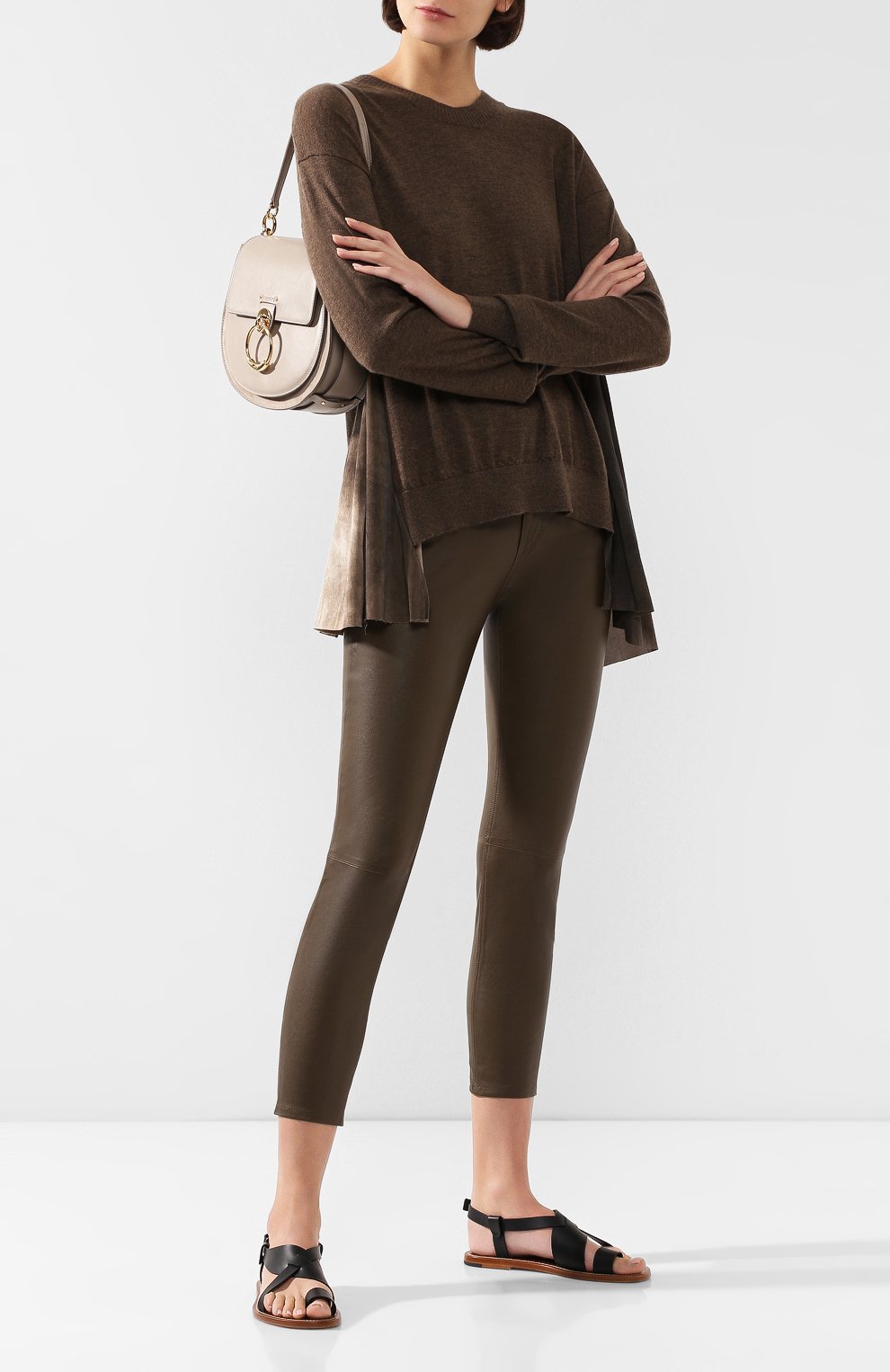 Кожаные брюки RAG AND BONE хаки цвета по цене 99500 руб., арт. WAW19F7049LF49, фото 2 Кожаные брюки RAG AND BONE, арт. WAW19F7049LF49, фото 2