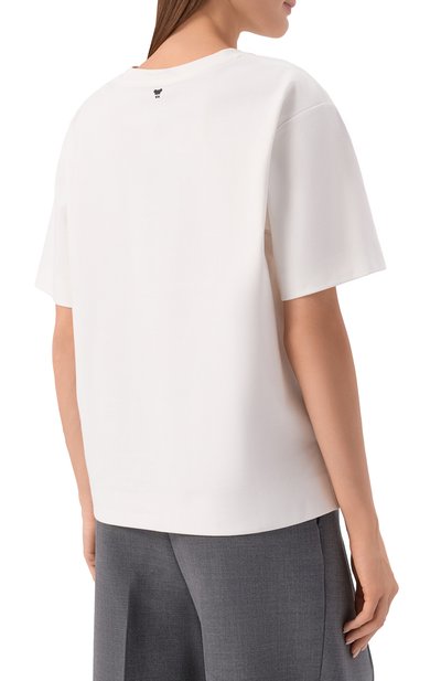 Хлопковая футболка WEEKEND MAX MARA белого цвета по цене 11550 руб., арт. WKDMULTID, фото 4 Хлопковая футболка WEEKEND MAX MARA, арт. WKDMULTID, фото 4
