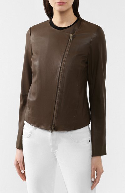 Кожаная куртка VINCE хаки цвета по цене 82950 руб., арт. V574891048, фото 3 Кожаная куртка VINCE, арт. V574891048, фото 3