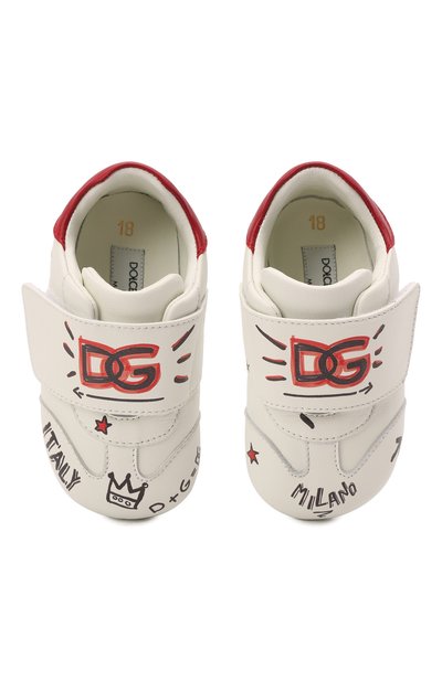 Кожаные пинетки DOLCE & GABBANA белого цвета по цене 24550 руб., арт. DK0117/A0886, фото 4 Кожаные пинетки DOLCE & GABBANA, арт. DK0117/A0886, фото 4