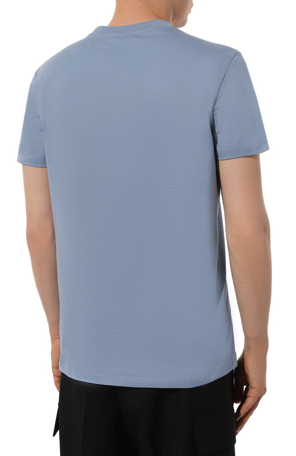 Хлопковая футболка BALMAIN голубого цвета по цене 36050 руб., арт. CH1EF000/BB04, фото 4 Хлопковая футболка BALMAIN, арт. CH1EF000/BB04, фото 4