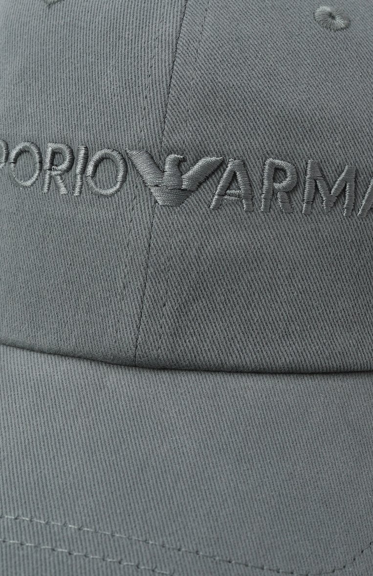 Мужская хлопковая бейсболка EMPORIO ARMANI серого цвета, арт. EM001319/AF14032 | Фото 4 (Нос: Не проставлено; Материал: Текстиль, Хлопок)