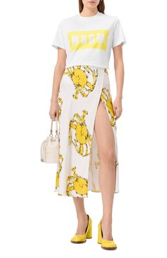 Женская хлопковая футболка MSGM белого цвета, арт. 3841MDM520/257002 | Фото 2 (Материал внешний: Хлопок; Рукава: Короткие; Длина (для топов): Стандартные; Принт: С принтом; Стили: Кэжуэл)