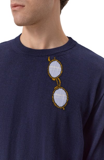 Шерстяной джемпер MOSCHINO темно-синего цвета по цене 69150 руб., арт. V0917/0200, фото 5 Шерстяной джемпер MOSCHINO, арт. V0917/0200, фото 5