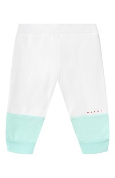 Детские хлопковые джоггеры MARNI белого цвета, арт. M01390/M00V0 | Фото 1 (Нос: Не проставлено; Материал сплава: Проставлено; Кросс-КТ НВ: Джоггеры; Материал внешний: Хлопок; Ростовка одежда: 6 мес | 68 см, 9 мес | 74 см)