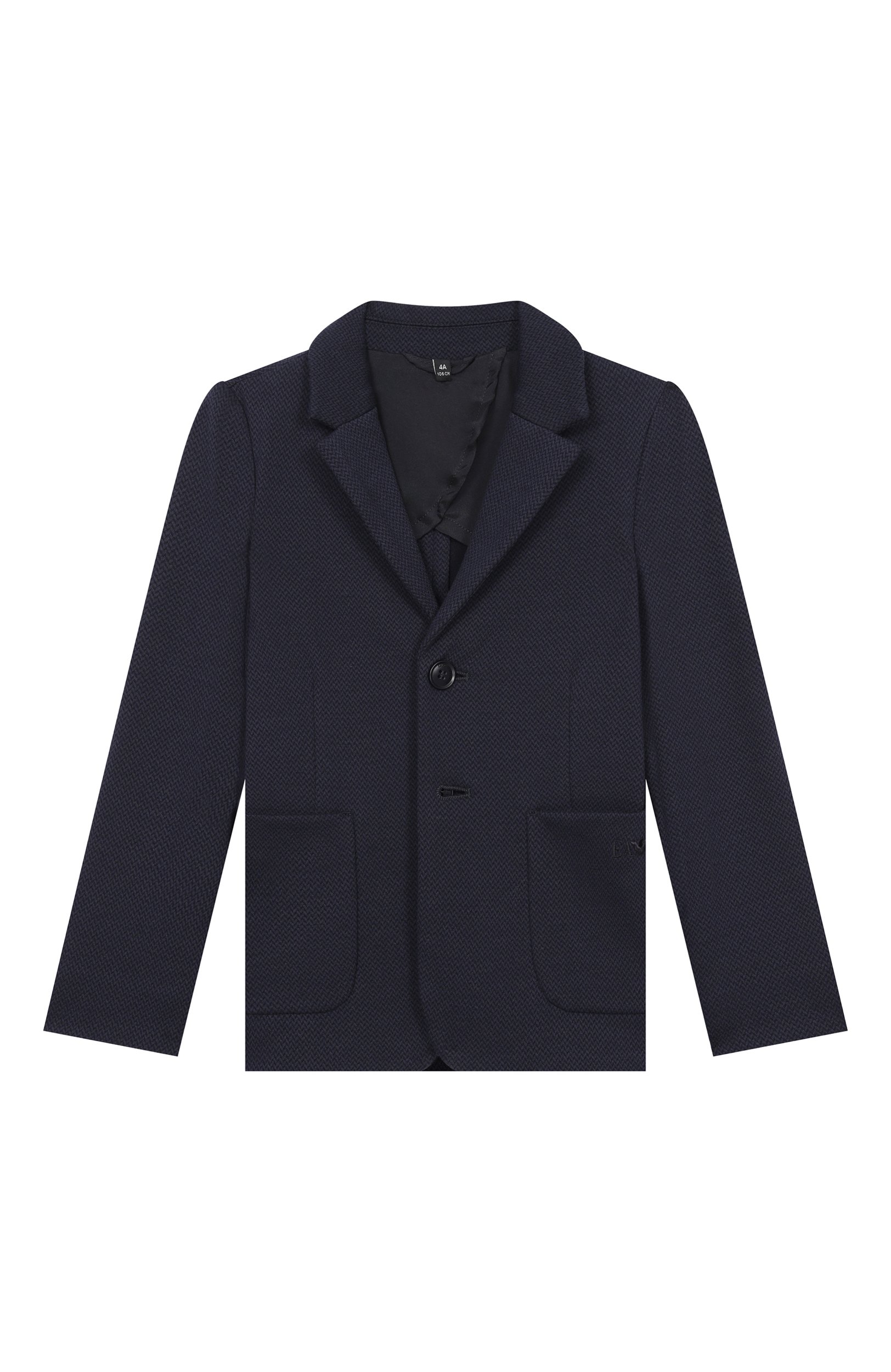 Пиджак из вискозы и хлопка EMPORIO ARMANI темно-синего цвета по цене 46300 руб., арт. EB001535/AF25909, фото 1 Пиджак из вискозы и хлопка EMPORIO ARMANI, арт. EB001535/AF25909, фото 1