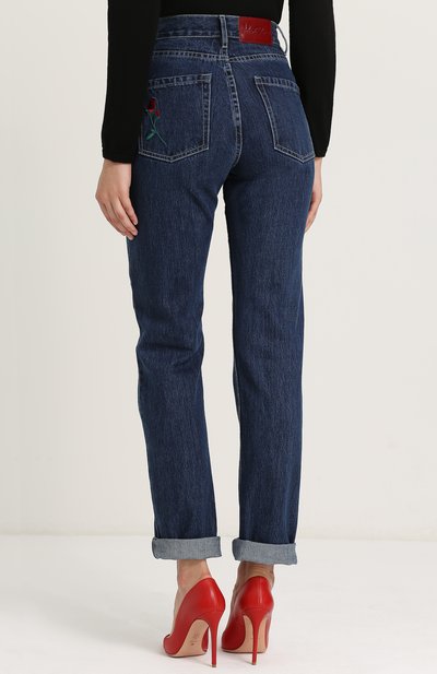 Джинсы с завышенной талией и цветочной вышивкой ADAM SELMAN, арт. 15221DE, фото 4