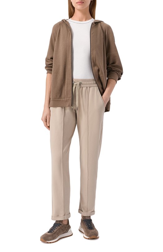 Хлопковые брюки Brunello Cucinelli MH827FB799 Бежевый  MH827FB799 Фото 2