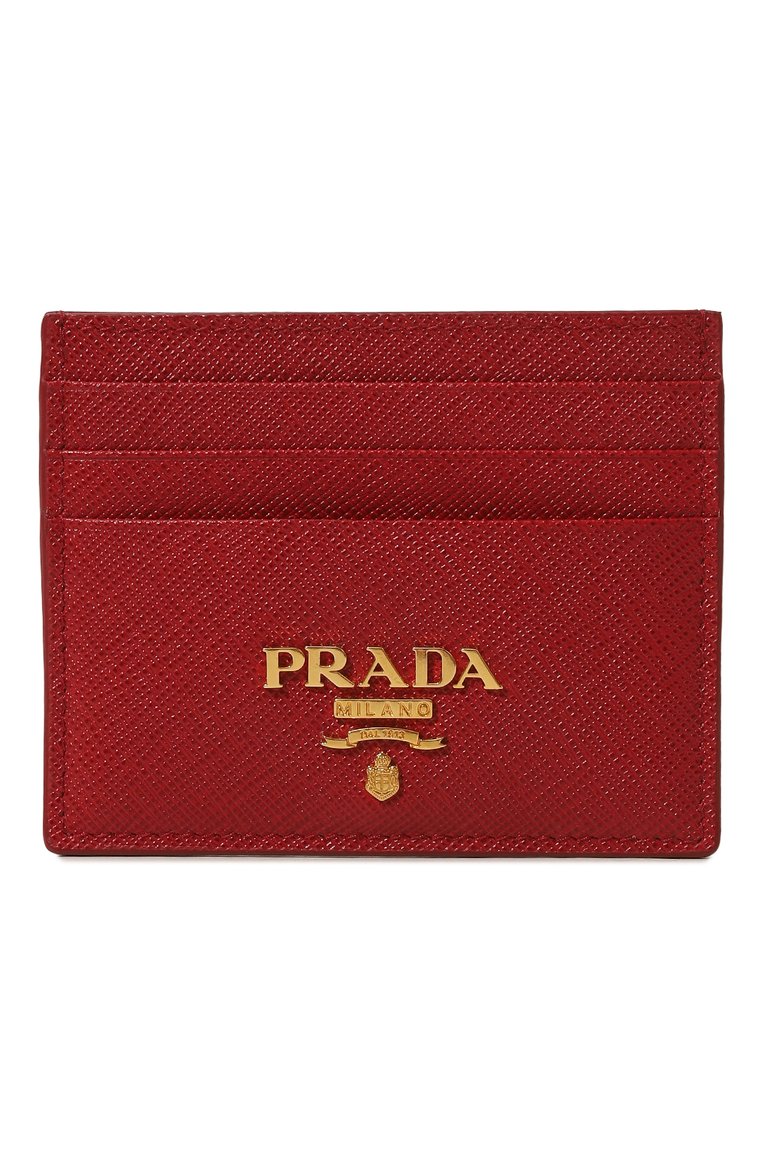 Женский кожаный футляр для кредитных карт PRADA красного цвета, арт. 1MC025-QWA-F068Z | Фото 1 (Материал: Натуральная кожа; Материал сплава: Проставлено; Нос: Не проставлено)