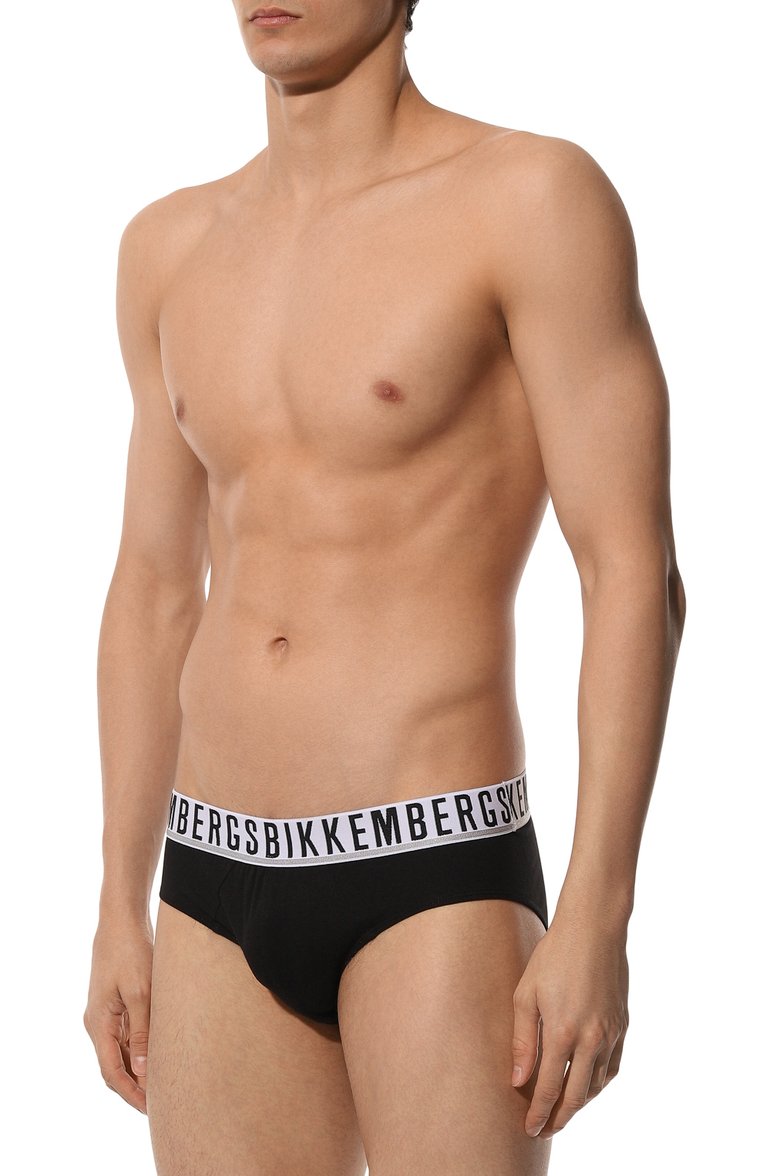 Мужские комплект из двух брифов DIRK BIKKEMBERGS черного цвета, арт. BKK1USP01BI | Фото 2 (Нос: Не проставлено; Материал внешний: Хлопок; Мужское Кросс-КТ: Трусы; Кросс-КТ: бельё; Трусы М: Брифы)