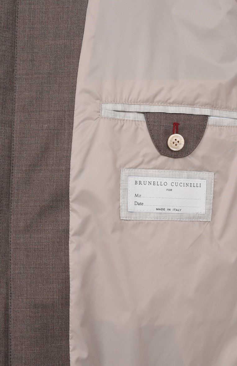 Мужской шерстяной бомбер BRUNELLO CUCINELLI коричневого цвета, арт. MM4506424 | Фото 7 (Материал внешний: Шерсть; Длина (верхняя одежда): Короткие; Материал подклада: Синтетический материал; Рукава: Длинные; Принт: Без принта; Стили: Кэжуэл; Мужское Кросс-КТ: шерсть и кашемир; Кросс-КТ: бомбер, Легкие; Детали: Без декора; Автоматизация состава: Проставлено; Автоматизация ТО: Проставлено; Размерность: Идёт в размер)
