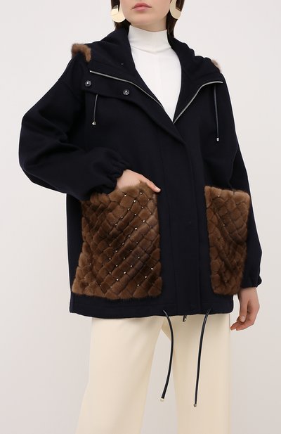 Пальто с отделкой мехом норки VALENTINO, арт. UF3FBC90DMF, фото 3