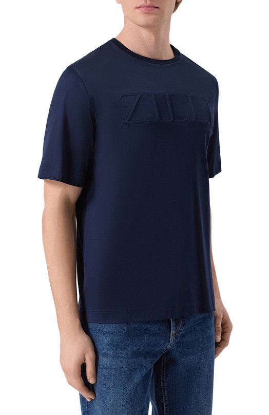 Хлопковая футболка Zilli TSR02AM0100VZL000_ Синий  TSR02AM0100VZL000_ Фото 3
