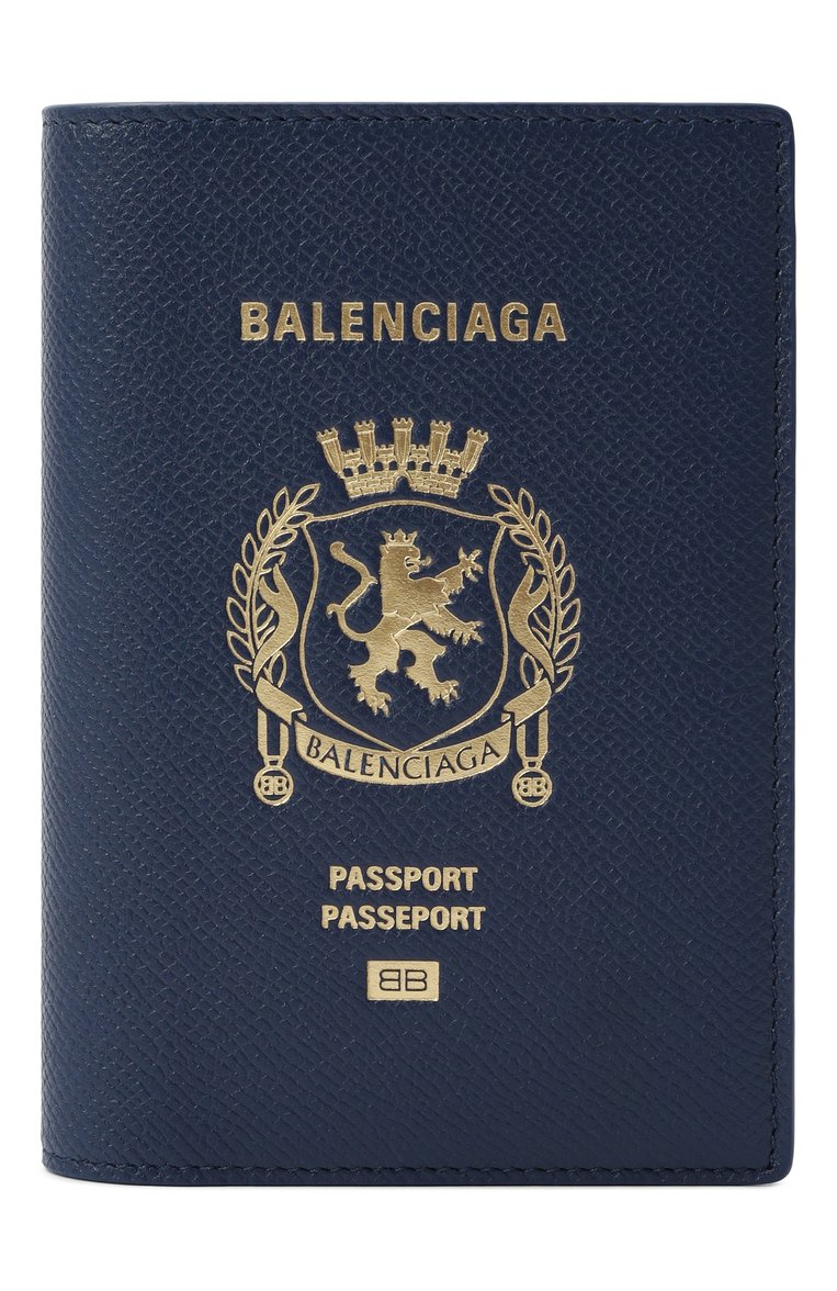 Мужской кожаная обложка для паспорта BALENCIAGA темно-синего цвета, арт. 787742/2AA3R | Фото 1 (Материал: Натуральная кожа; Нос: Не проставлено; Кросс-КТ: обложки и футляры)