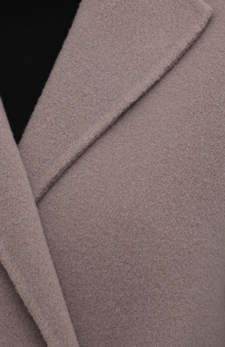 Женское шерстяное пальто с поясом GIORGIO ARMANI серого цвета, арт. 8WH0L002/T008G | Фото 5 (Рукава от горловины: Длинные; Рукава: Длинные; Материал внешний: Шерсть; Статус проверки: Проверено, Проверена категория; Длина (верхняя одежда): До колена; 1-2-бортные: Однобортные)