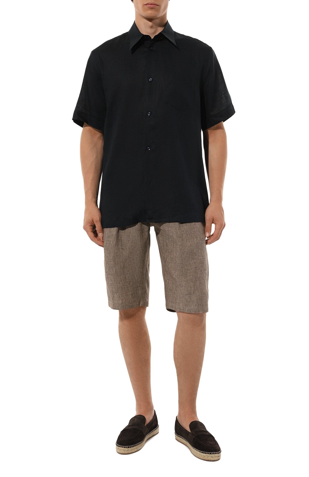 Льняная рубашка DOLCE & GABBANA темно-синего цвета по цене 72100 руб., арт. G5KE1Z/FU4IK, фото 2 Льняная рубашка DOLCE & GABBANA, арт. G5KE1Z/FU4IK, фото 2