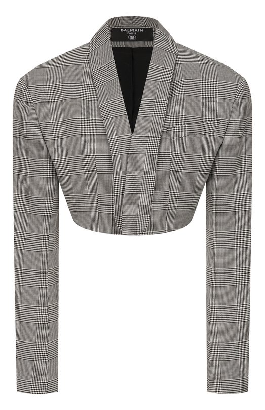 Шерстяной жакет Balmain GF1SD260/WD31 Чёрно-белый GF1SD260/WD31