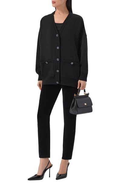 Шерстяной кардиган DOLCE & GABBANA черного цвета по цене 363000 руб., арт. FXVDFZ/JDVGC, фото 2 Шерстяной кардиган DOLCE & GABBANA, арт. FXVDFZ/JDVGC, фото 2
