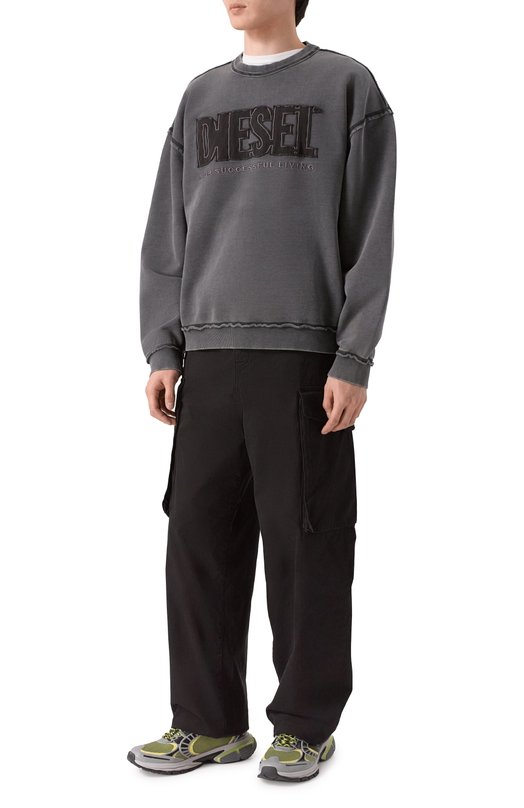 Хлопковый свитшот Diesel A20463/0KMAG Серый  A20463/0KMAG Фото 2