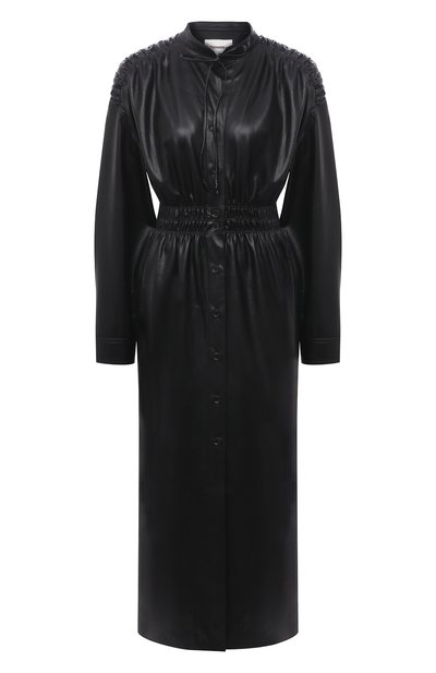 Женское платье из экокожи NANUSHKA, арт. JAYCE_BLACK_VEGAN LEATHER RUCHED