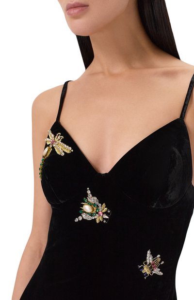 Бархатное платье BALMAIN черного цвета по цене 778500 руб., арт. HF1RN460/PD58, фото 4 Бархатное платье BALMAIN, арт. HF1RN460/PD58, фото 4