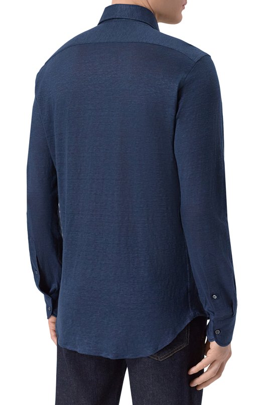 Льняная рубашка MVST SLIM/GABRIELLE/R0UND/800-JERSEY Синий  SLIM/GABRIELLE/R0UND/800-JERSEY Фото 4