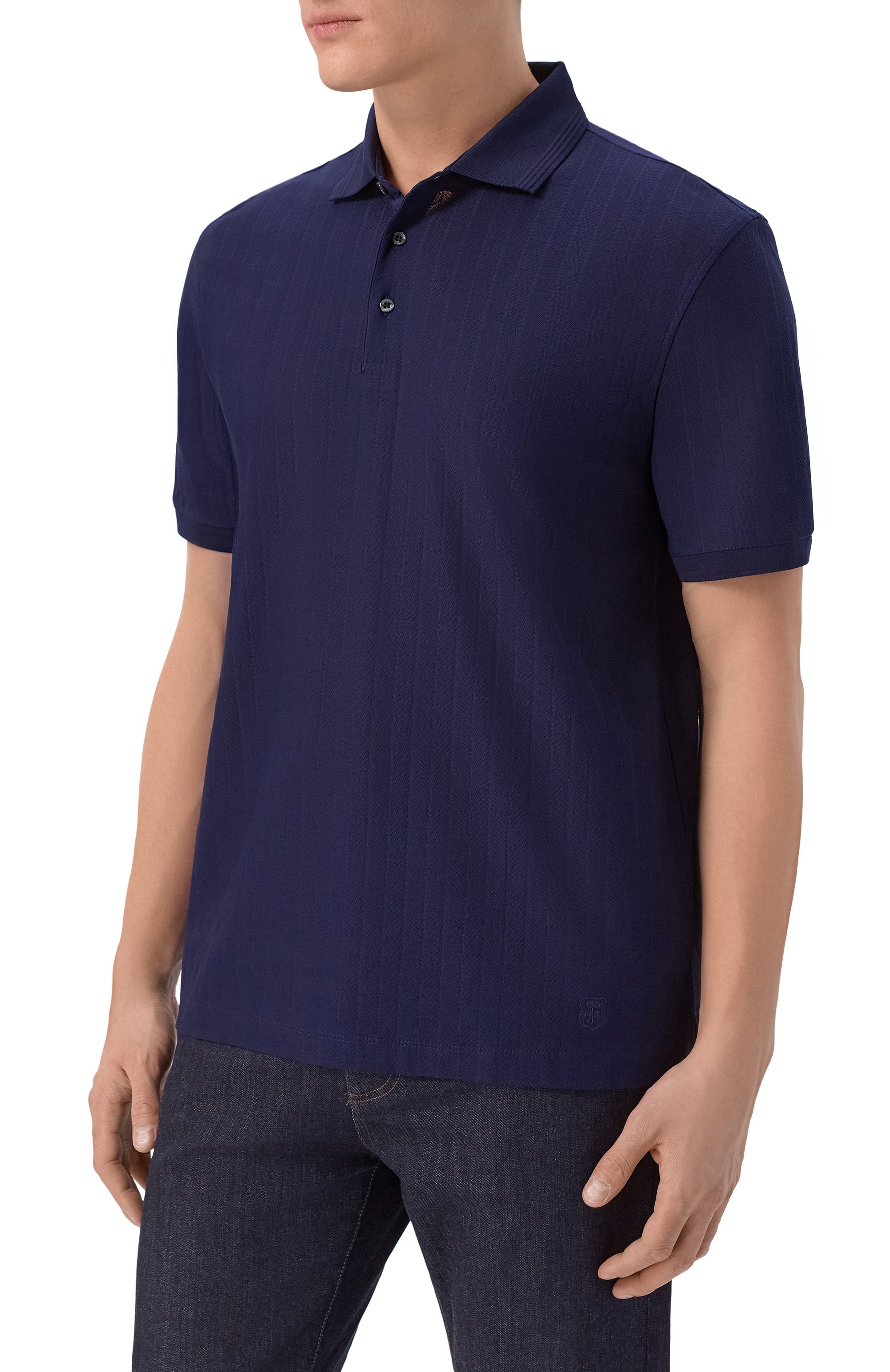 Хлопковое поло CORNELIANI темно-синего цвета по цене 29250 руб., арт. 27G518/2725031, фото 3 Хлопковое поло CORNELIANI, арт. 27G518/2725031, фото 3