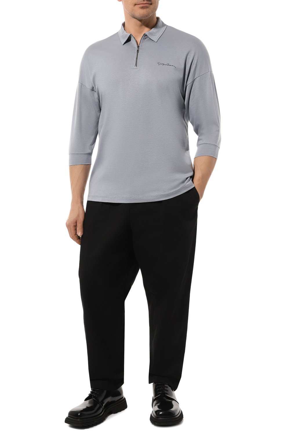 Поло из лиоцелла и хлопка GIORGIO ARMANI серого цвета по цене 58850 руб., арт. 3DSF53/SJCBZ, фото 2 Поло из лиоцелла и хлопка GIORGIO ARMANI, арт. 3DSF53/SJCBZ, фото 2
