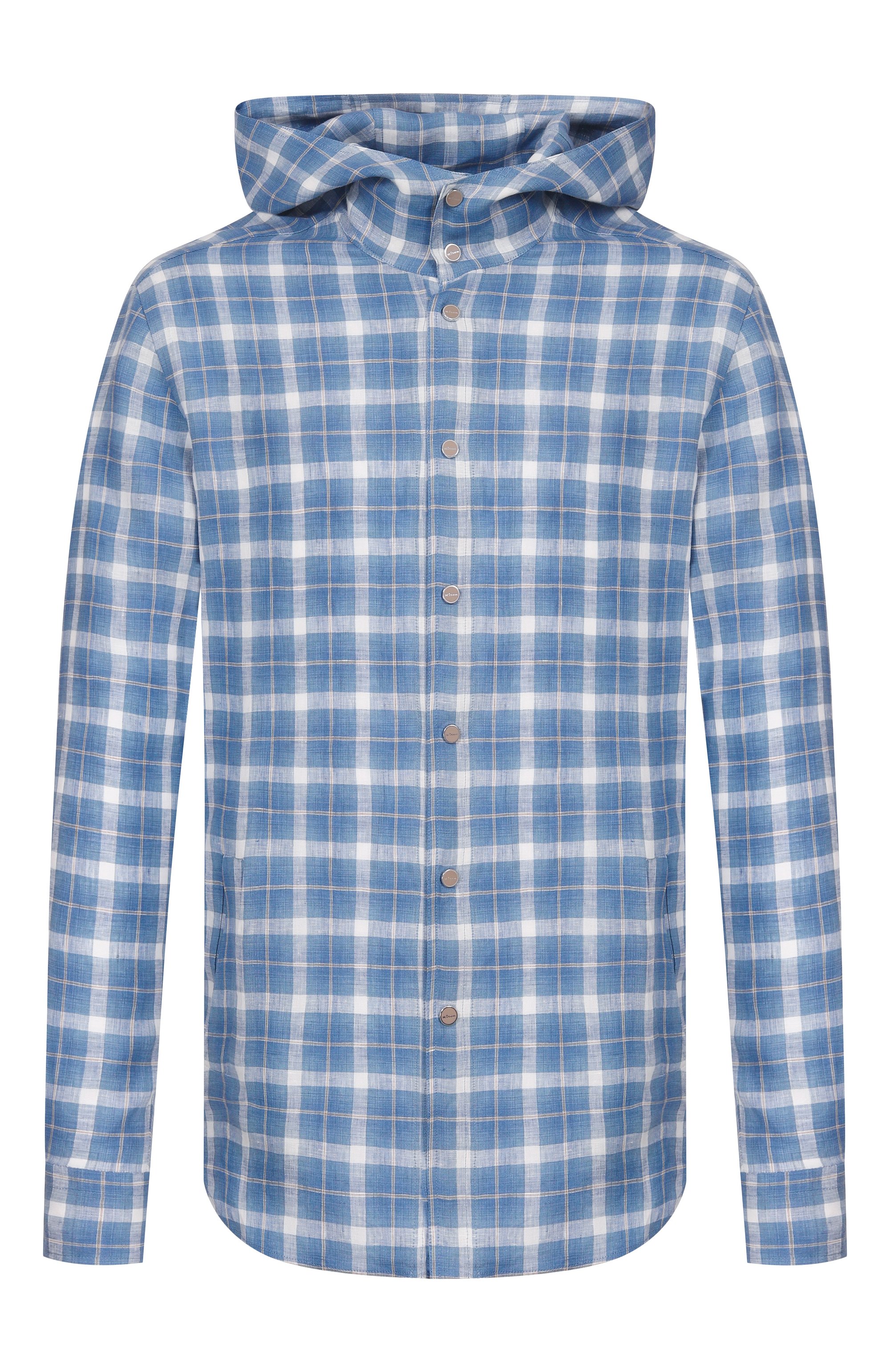 Льняная куртка-рубашка KITON голубого цвета по цене 121000 руб., арт. UMCMARH09617, фото 1 Льняная куртка-рубашка KITON, арт. UMCMARH09617, фото 1