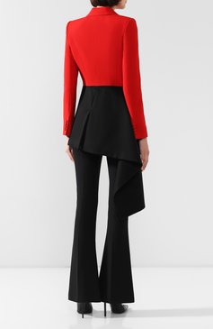 Женский жакет из смеси шерсти и шелка ALEXANDER MCQUEEN разноцветного цвета, арт. 594941/QJAAN | Фото 4 (Рукава: Длинные; Материал внешний: Шерсть; Материал подклада: Купро; Ст�атус проверки: Проверено, Проверена категория; 1-2-бортные: Однобортные; Женское Кросс-КТ: Жакет-одежда; Длина (для топов): Удлиненные; Случай: Вечерний)