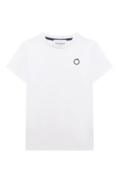 Детская хлопковая футболка TRUSSARDI JUNIOR белого цвета, арт. TBP23008TS | Фото 1 (Материал внешний: Хлопок; Рукава: Короткие; Мальчики Кросс-КТ: Футболка-одежда; Материал сплава: Проставлено; Драгоценные камни: Проставлено)