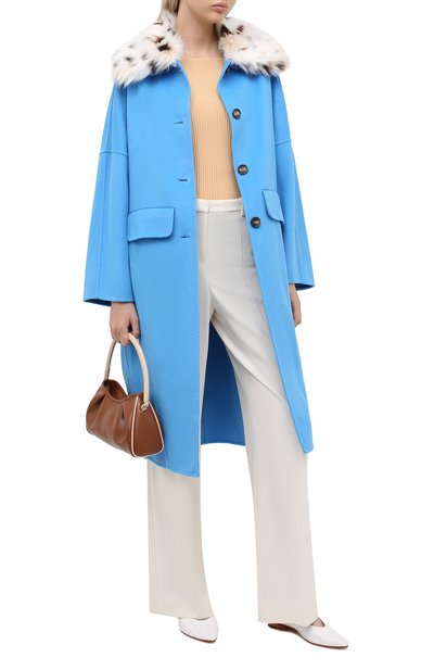 Шерстяное пальто ERMANNO ERMANNO SCERVINO голубого цвета по цене 107000 руб., арт. 47T CP38 VIN, фото 2 Шерстяное пальто ERMANNO ERMANNO SCERVINO, арт. 47T CP38 VIN, фото 2