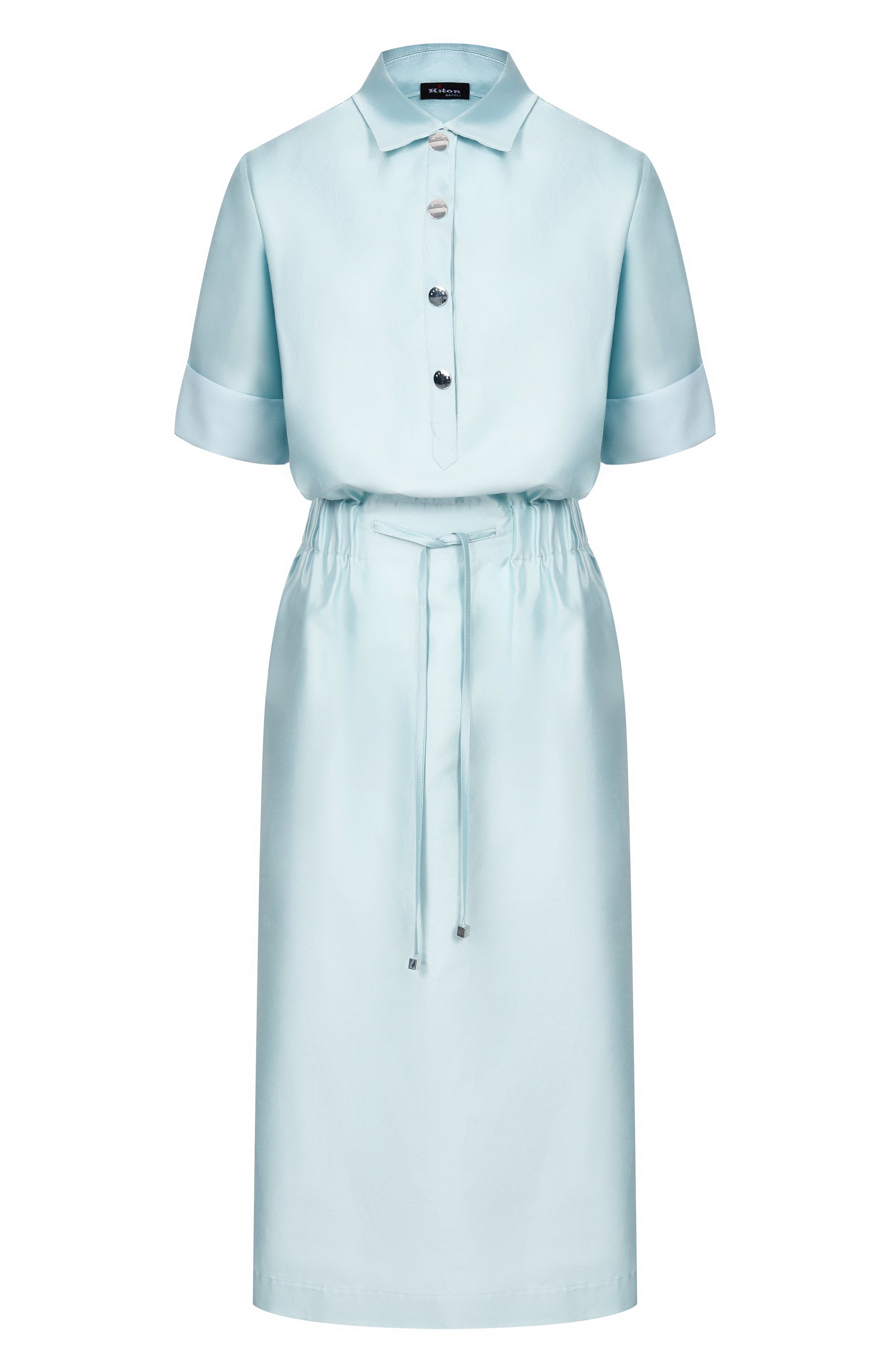 Платье из хлопка и шелка KITON голубого цвета по цене 271000 руб., арт. D49305K09R1921, фото 1 Платье из хлопка и шелка KITON, арт. D49305K09R1921, фото 1
