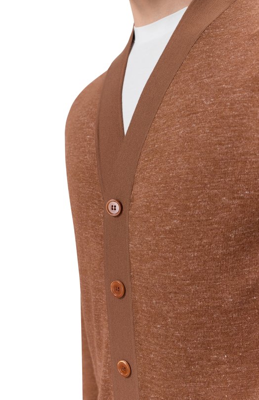 Кардиган из кашемира и шелка Brioni UMS30L/PDK20 Коричневый  UMS30L/PDK20 Фото 5
