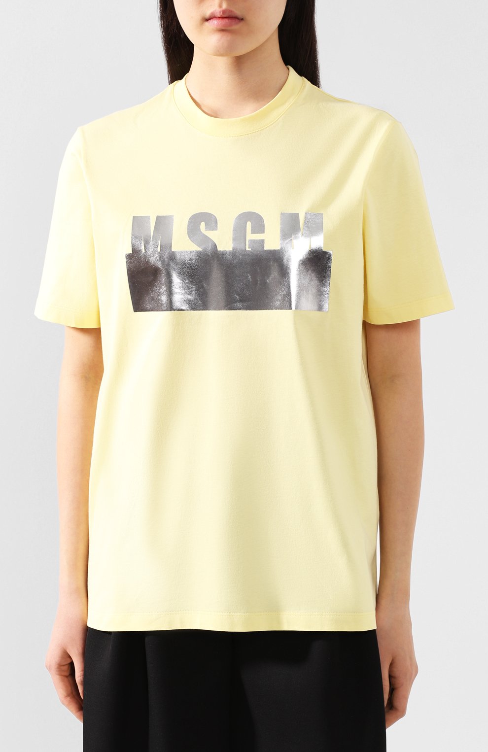 Хлопковая футболка MSGM желтого цвета по цене 8665 руб., арт. 2842MDM180 207498, фото 3 Хлопковая футболка MSGM, арт. 2842MDM180 207498, фото 3