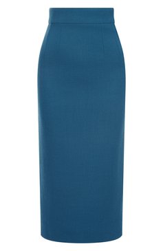 Женская шерстяная юбка DOLCE & GABBANA бирюзового цвета, арт. F4B6UT/FU2TZ | Фото 1 (Длина Ж (юбки, платья, шорты): Миди; Материал внешний: Шерсть; Стили: Кэжуэл; Женское Кросс-КТ: Юбка-карандаш; Автоматизация ТО: Проставлено; Размерность: Идёт в размер; Автоматизация состава: Проставлено)