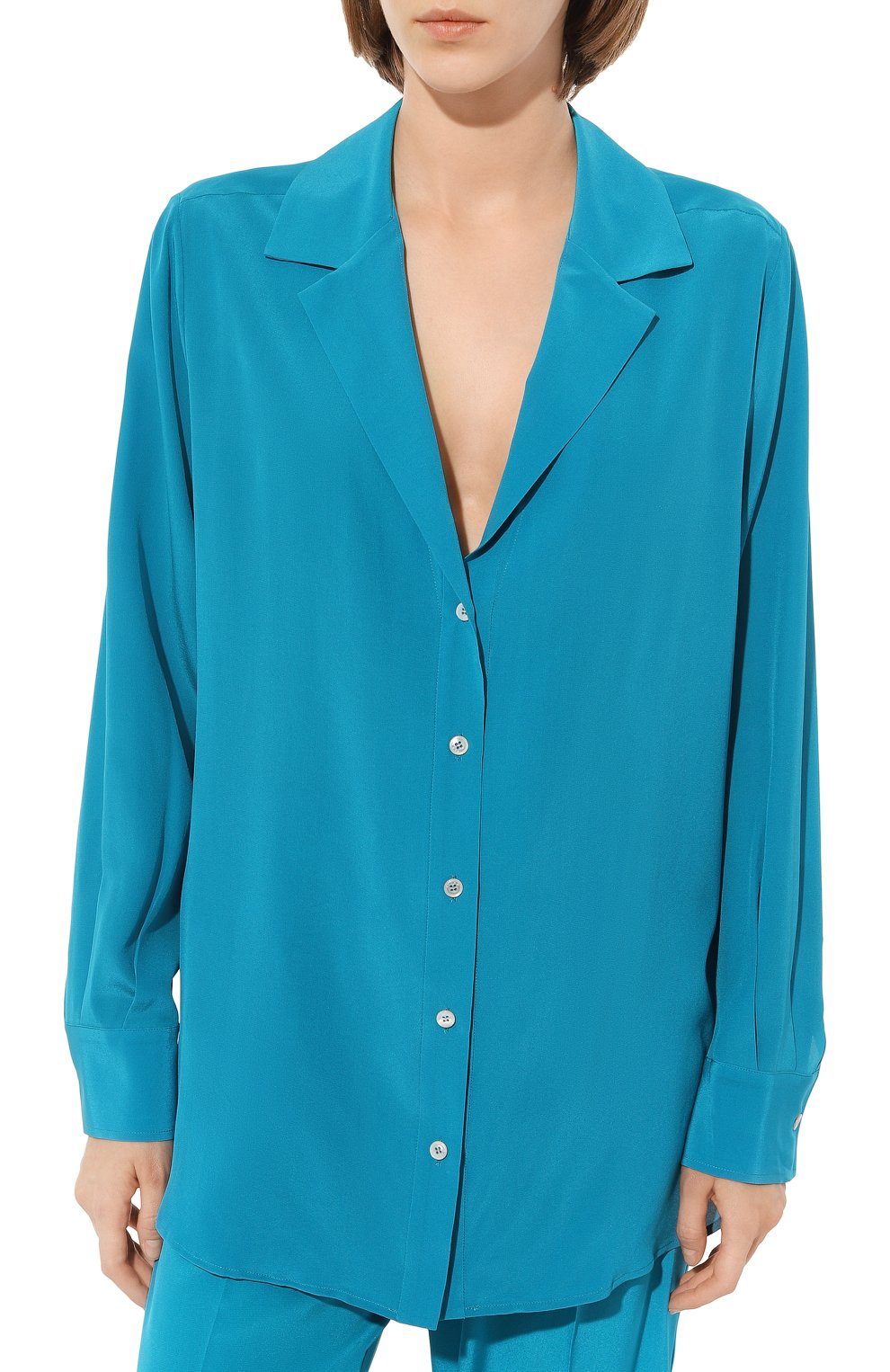 Шелковая рубашка KITON бирюзового цвета по цене 99500 руб., арт. D55410K0597A, фото 3 Шелковая рубашка KITON, арт. D55410K0597A, фото 3