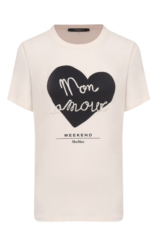 Хлопковая футболка Weekend Max Mara VELL0 Кремовый VELL0
