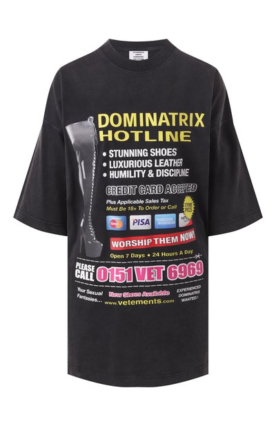 Женская хлопковая футболка VETEMENTS, арт. UA66TR740B