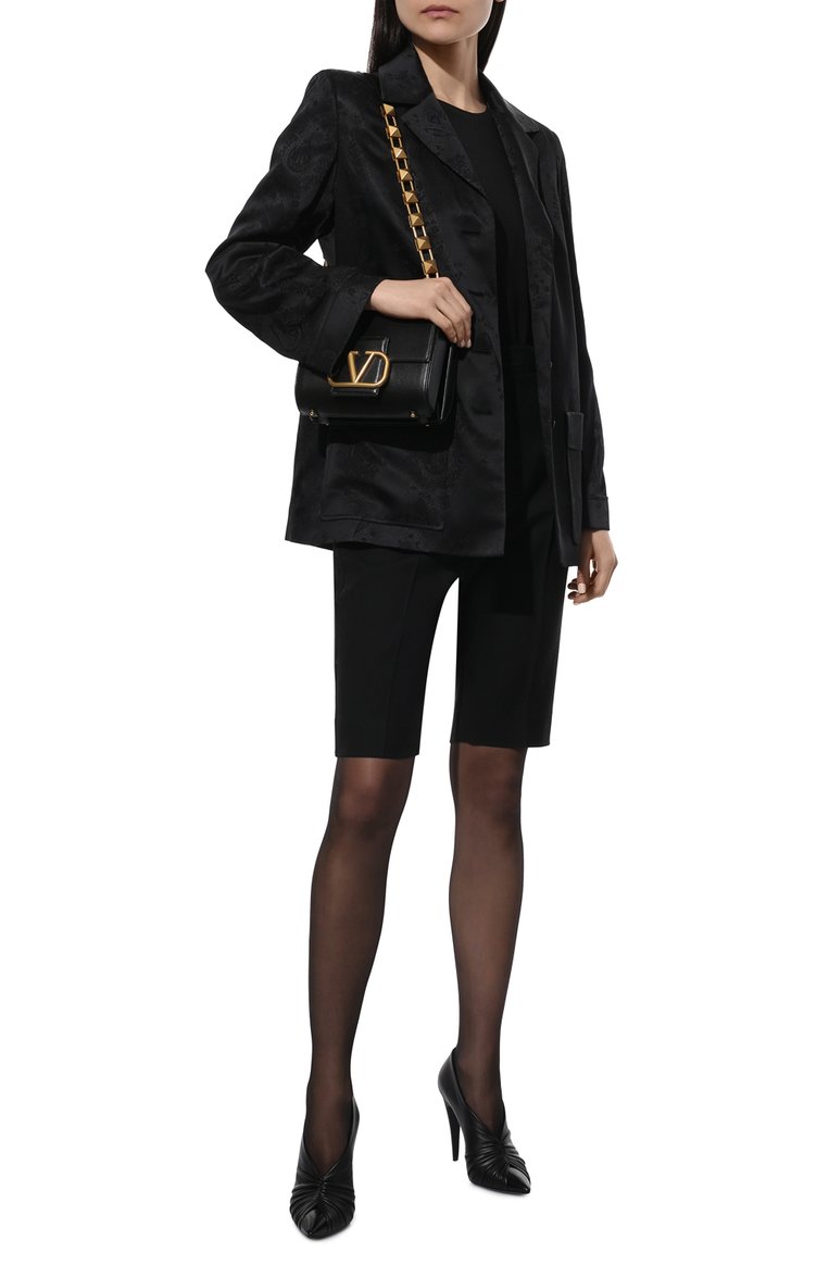 Женские кожаные туфли indya SAINT LAURENT черного цвета, арт. 674887/AAABZ | Фото 2 (Каблук высота: Высокий; Материал внутренний: Натуральная кожа; Подошва: Плоская; Каблук тип: Шпилька; Материал внешний: Натура�льная кожа)