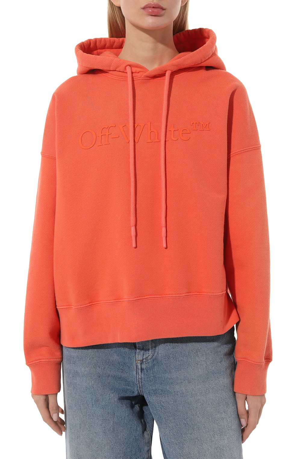 Хлопковое худи OFF-WHITE кораллового цвета по цене 65450 руб., арт. OWBB049S23JER0012626, фото 3 Хлопковое худи OFF-WHITE, арт. OWBB049S23JER0012626, фото 3