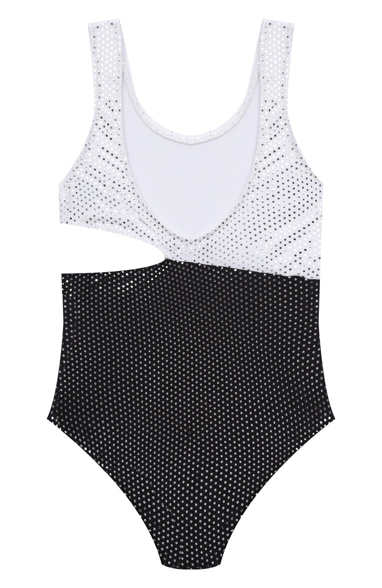 Детского слитный купальник BALMAIN черно-белого цвета, арт. BUCA0D | Фото 2 (Нос: Не проставлено; Материал внешний: Синтетический материал; Материал подклада: Синтетический материал; Девочки Кросс-КТ: Купальники-пляж; Принт: Без принта; Ростовка одежда: 8 лет | 128 см, 12 лет | 152 см, 10 - 11 лет | 140 - 146см, 16 лет | 164 см, 13 - 15 лет | 158 см)
