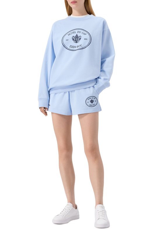 Хлопковый свитшот Sporty & Rich x Hotel Eden Roc Sporty and Rich ST07160621BL90 Голубой  ST07160621BL90 Фото 2