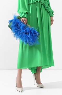 Женский клатч DRIES VAN NOTEN зеленого цвета, арт. 201-12113-805 | Фото 2 (Женское Кросс-КТ: Клатч-клатчи, Вечерняя сумка; Материал: Текстиль; Размер: large)
