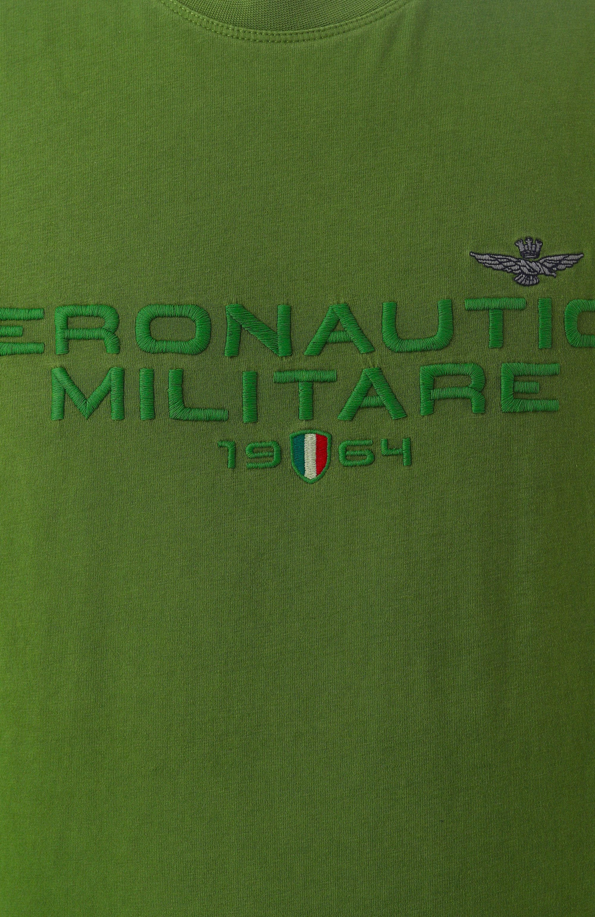 Хлопковая футболка AERONAUTICA MILITARE зеленого цвета по цене 8605 руб., арт. TS2378J633, фото 6 Хлопковая футболка AERONAUTICA MILITARE, арт. TS2378J633, фото 6