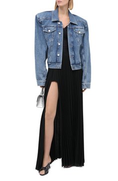 Женская джинсовая куртка VETEMENTS голубого цвета, арт. WAH21JA073 2803/MEDIUM BLUE | Фото 2 (Кросс-КТ: Куртка, Деним; Рукава: Длинные; Материал сплава: Проставлено; Материал внешний: Хлопок, Деним; Драгоценные камни: Проставлено; Длина (верхняя одежда): Короткие; Стили: Кэжуэл)