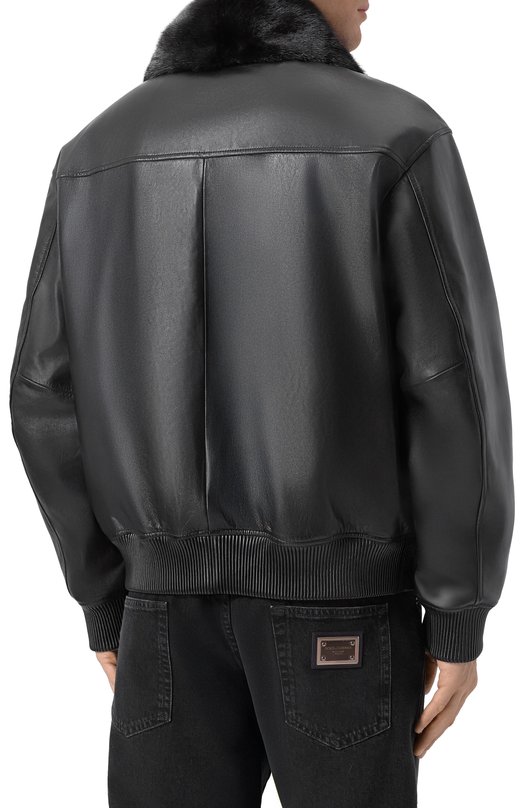 Кожаный бомбер с подкладкой из норки MVST M25.1PM.0004/PL0NGE Чёрный  M25.1PM.0004/PL0NGE Фото 4